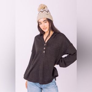 New In boutique hoodie Henley sweater size Small